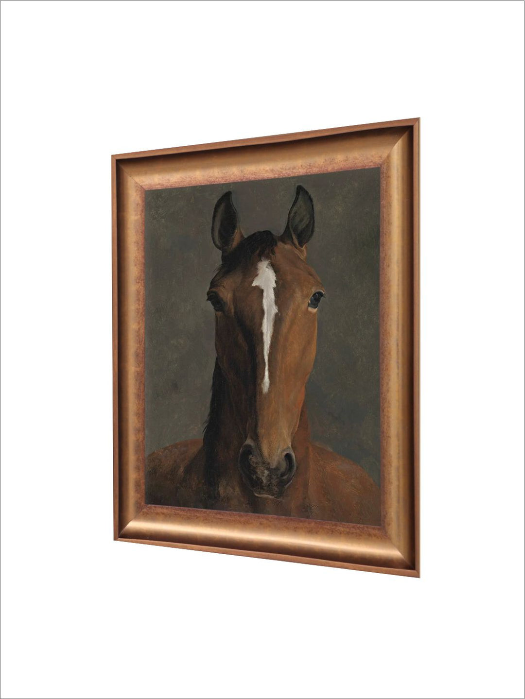 The Vintage Artistry Brown & White Horse Wooden Framed Wall Painting