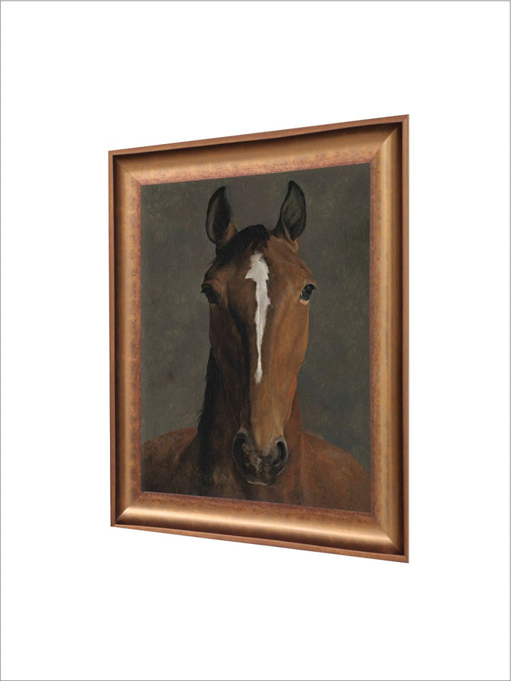 The Vintage Artistry Brown & White Horse Wooden Framed Wall Painting