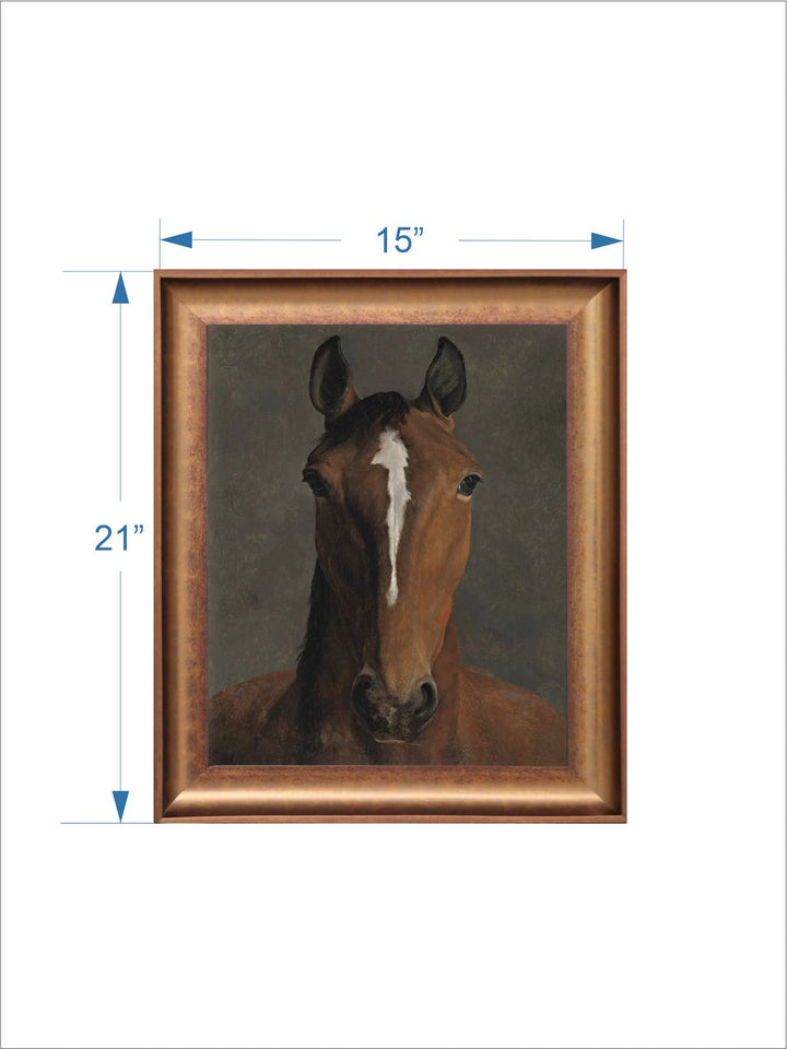 The Vintage Artistry Brown & White Horse Wooden Framed Wall Painting
