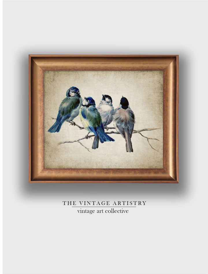The Vintage Artistry Blue Birds Wooden Framed Wall Art