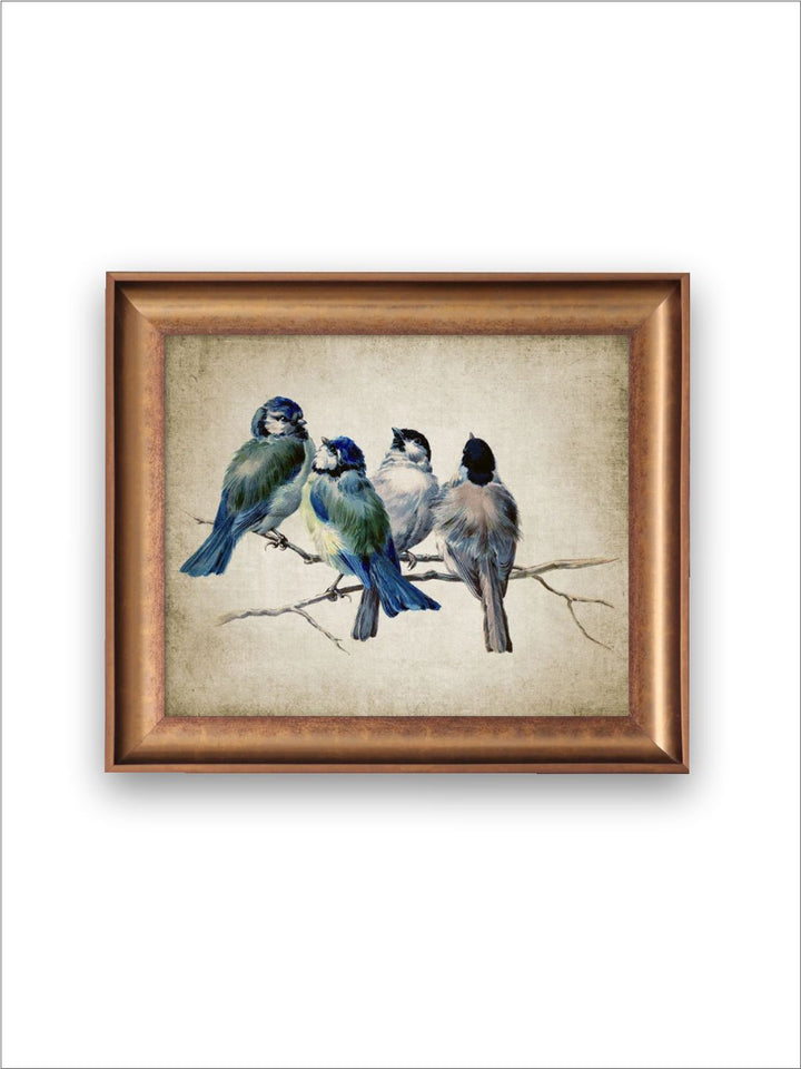 The Vintage Artistry Blue Birds Wooden Framed Wall Art