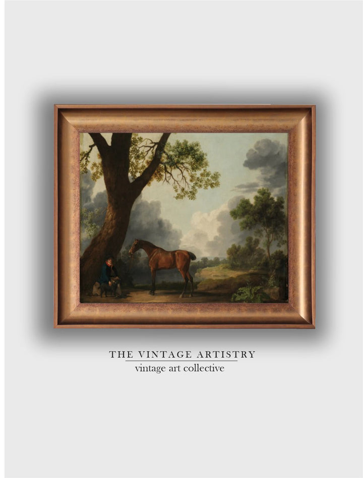 The Vintage Artistry Brown Victorian Horse Canvas Framed Painting Wall Art