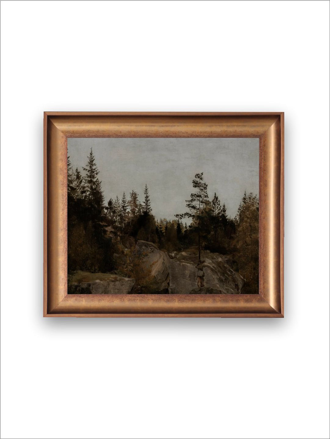 The Vintage Artistry Grey & Brown Forest Landscape Painting Wall Art