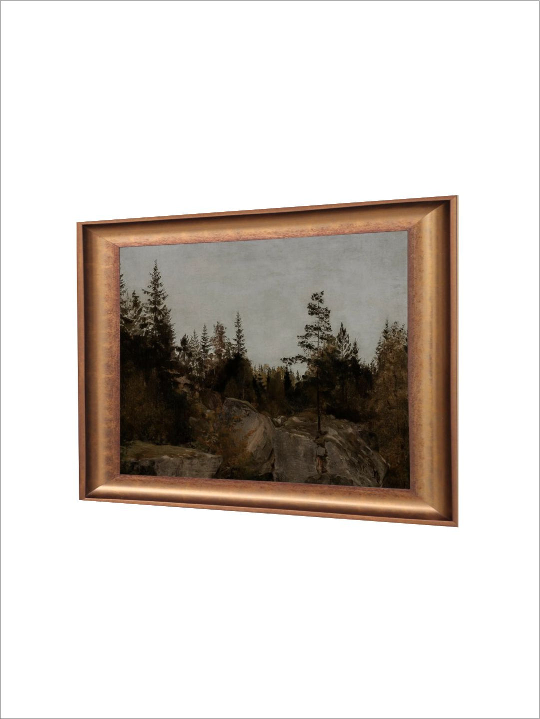 The Vintage Artistry Grey & Brown Forest Landscape Painting Wall Art