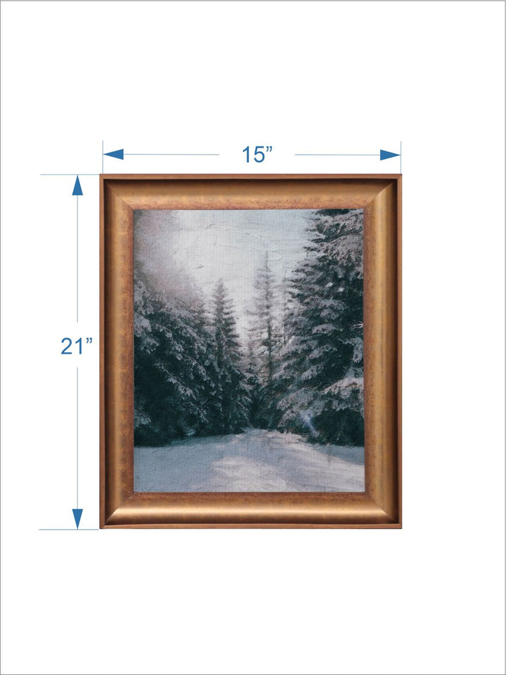 The Vintage Artistry Grey & Gold-Toned Fog In Norwegian Forest Framed Painted Wall Art