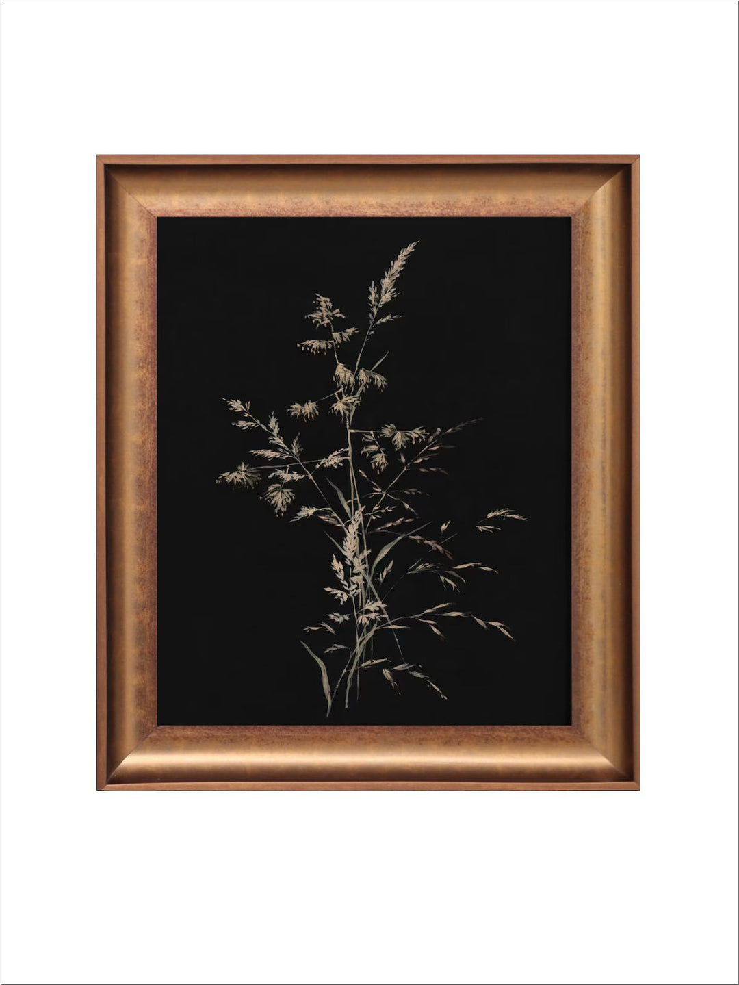 The Vintage Artistry Black Simple Moody Background Illustration Wooden Framed Wall Art