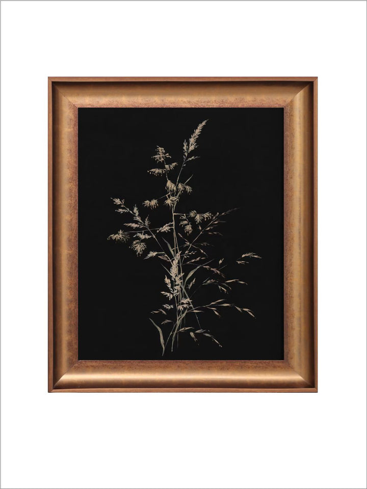 The Vintage Artistry Black Simple Moody Background Illustration Wooden Framed Wall Art
