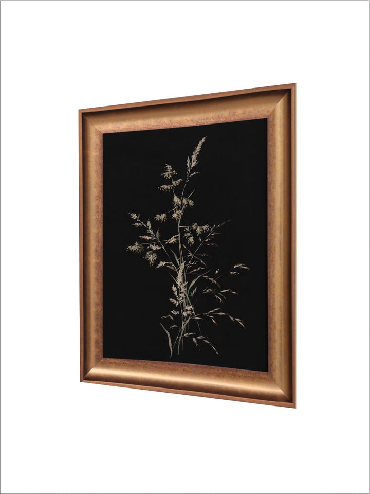 The Vintage Artistry Black Simple Moody Background Illustration Wooden Framed Wall Art