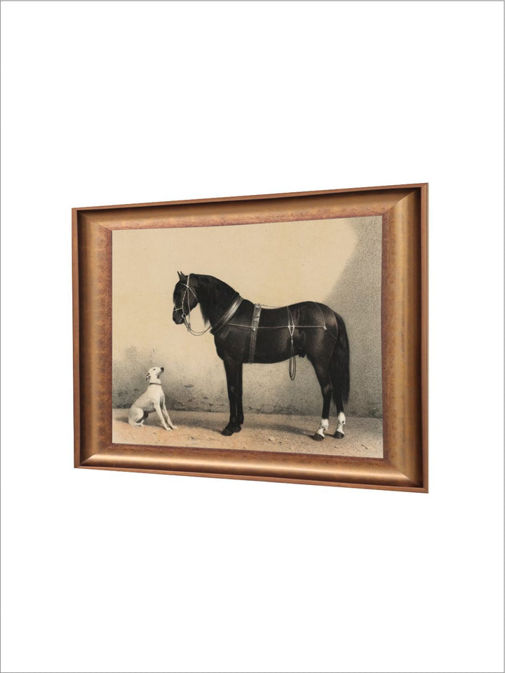 The Vintage Artistry Brown & Black Horse & Dog Antique Painting Wall Art