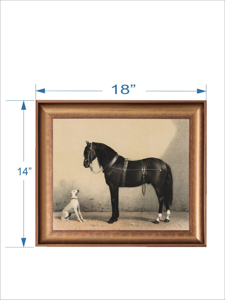 The Vintage Artistry Brown & Black Horse & Dog Antique Painting Wall Art