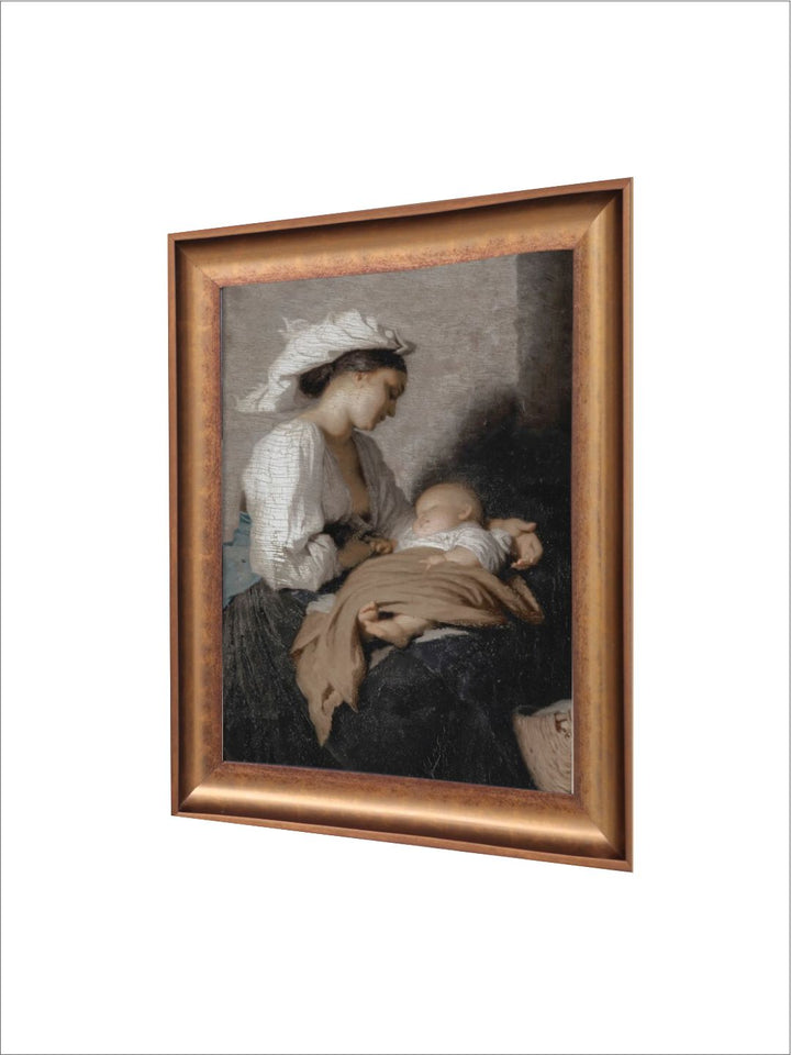 The Vintage Artistry Black & White Mother And Child Printed Framed Wall Painting