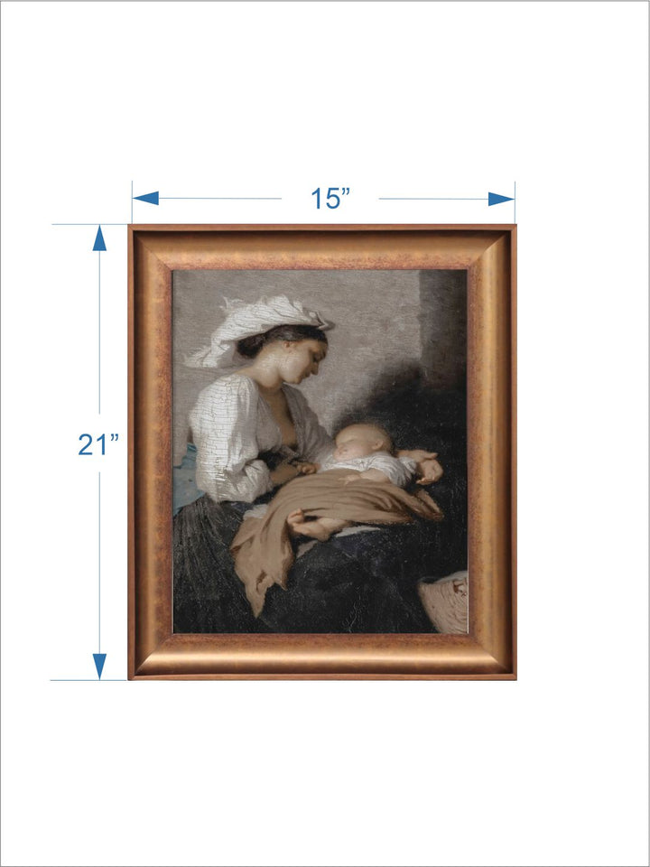 The Vintage Artistry Black & White Mother And Child Printed Framed Wall Painting