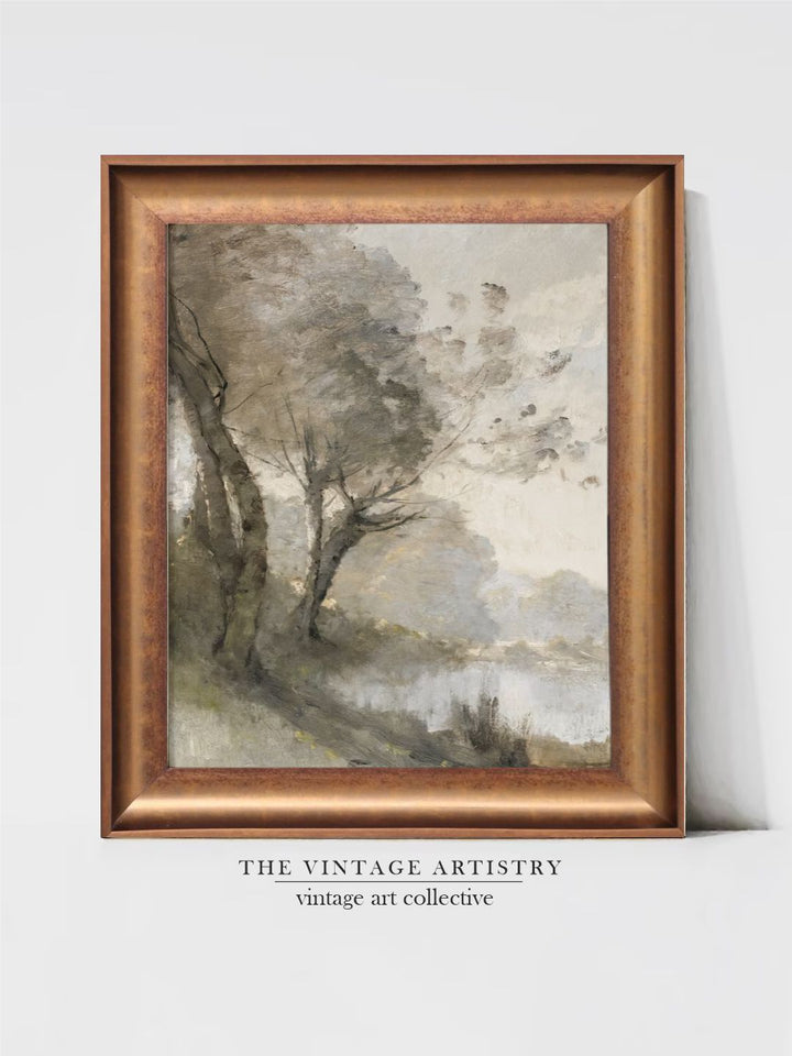 The Vintage Artistry Green & Brown Abstract Printed Landscape Art