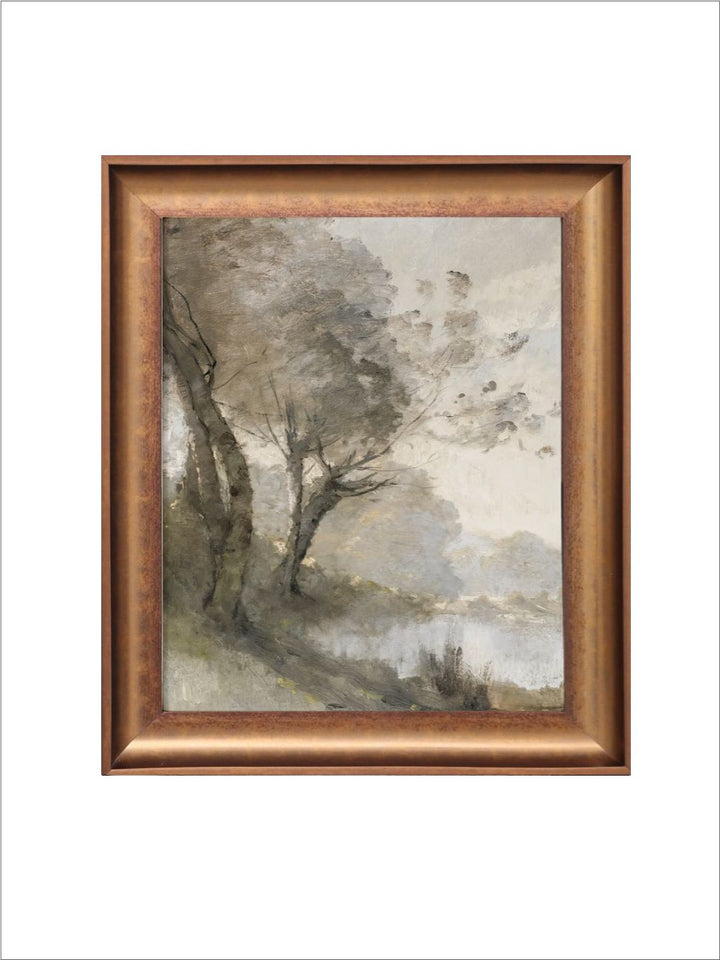 The Vintage Artistry Green & Brown Abstract Printed Landscape Art