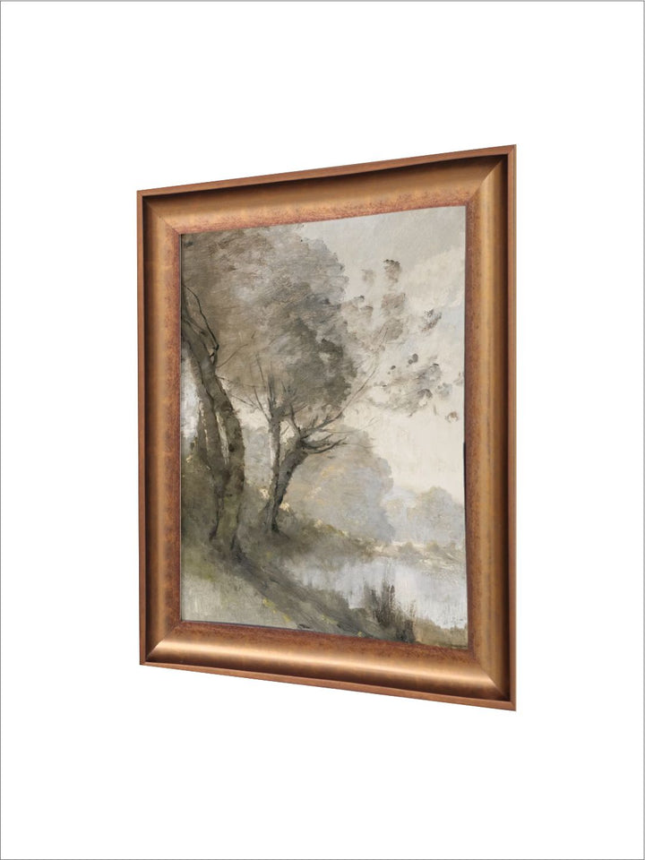 The Vintage Artistry Green & Brown Abstract Printed Landscape Art