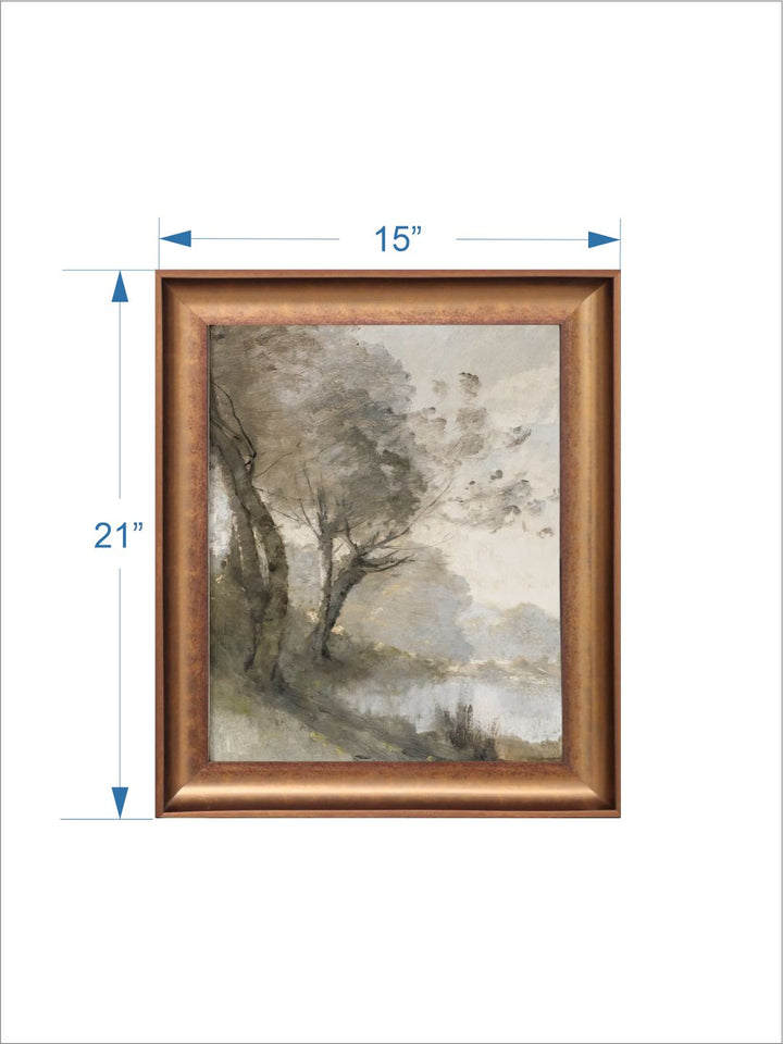 The Vintage Artistry Green & Brown Abstract Printed Landscape Art