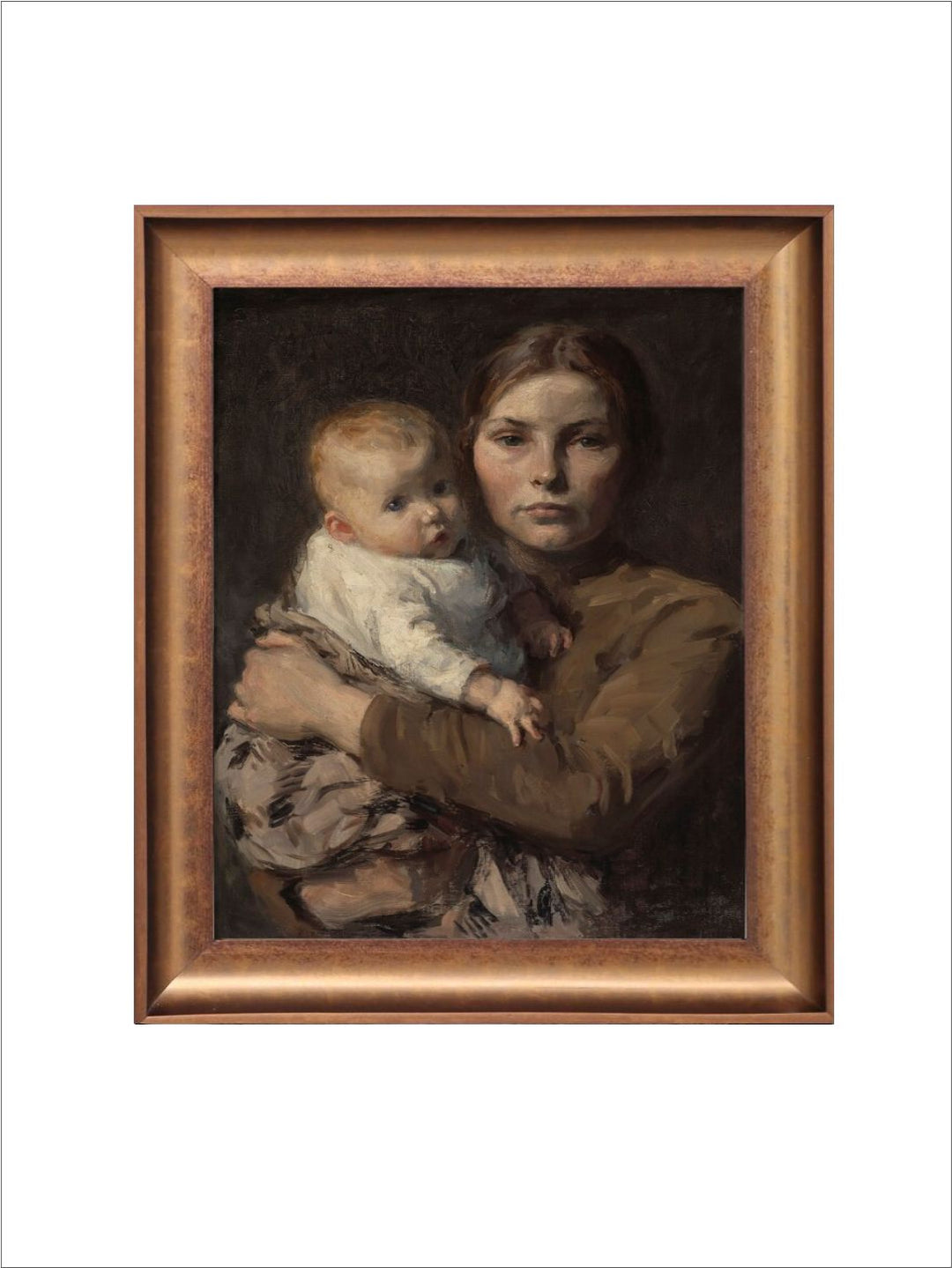 The Vintage Artistry Brown & Beige Antique Women Painting Framed Wall Art