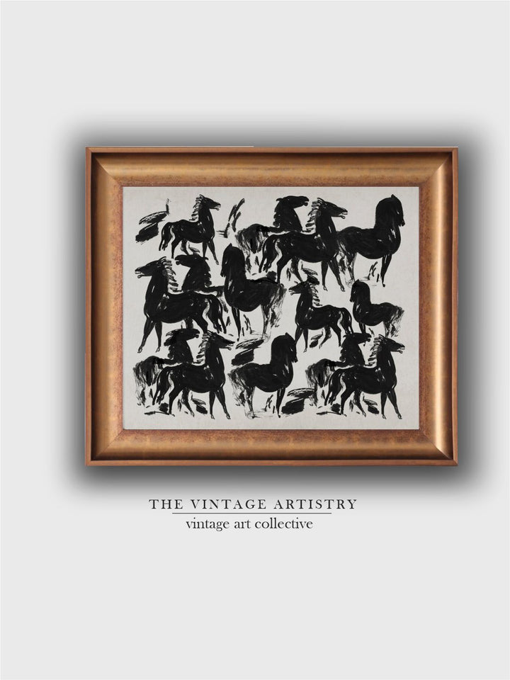 The Vintage Artistry Brown & Blackhorse Framed Wall Painting