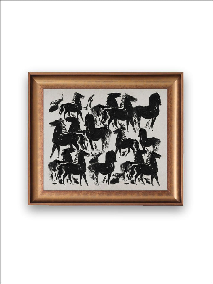 The Vintage Artistry Brown & Blackhorse Framed Wall Painting