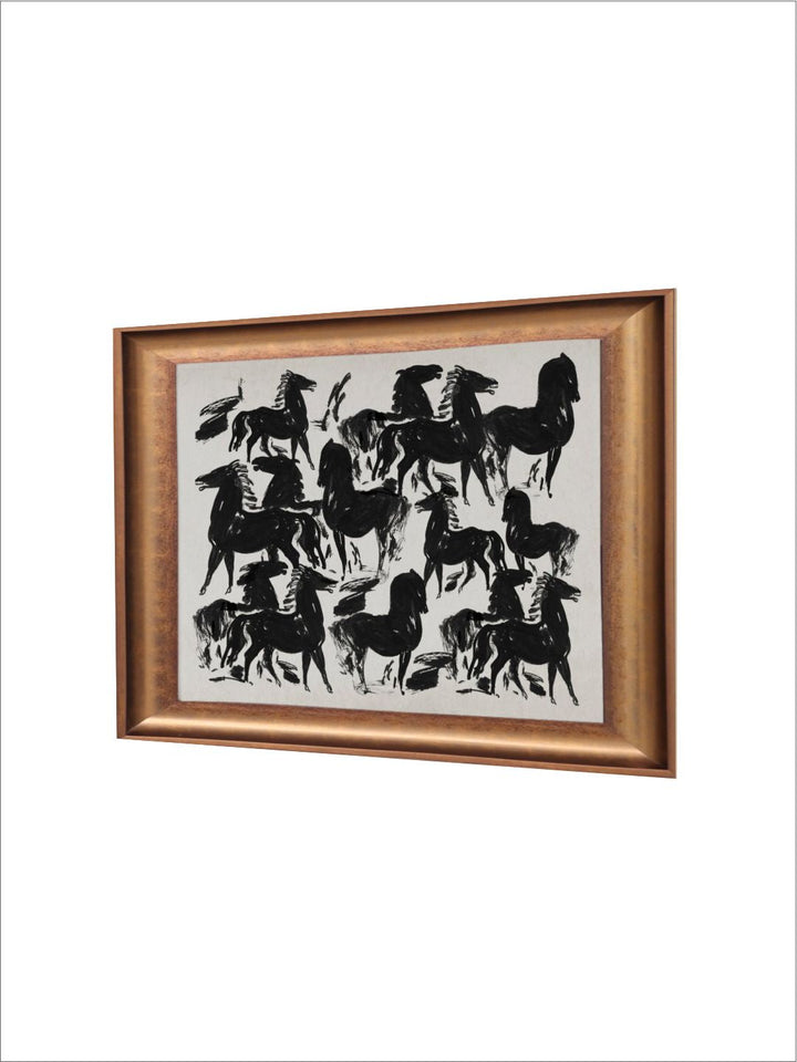 The Vintage Artistry Brown & Blackhorse Framed Wall Painting