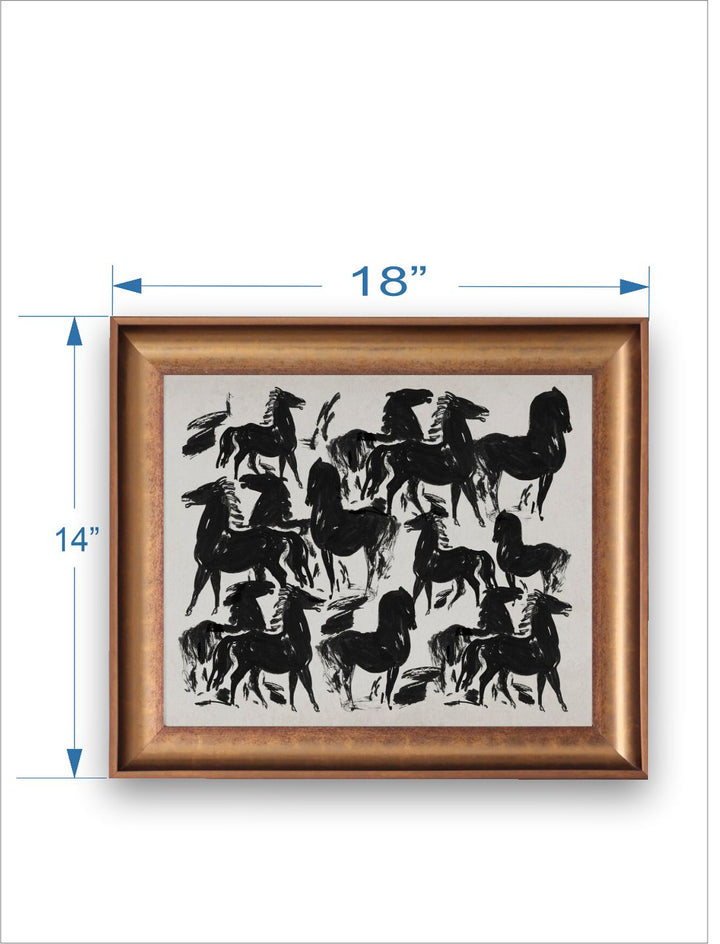 The Vintage Artistry Brown & Blackhorse Framed Wall Painting