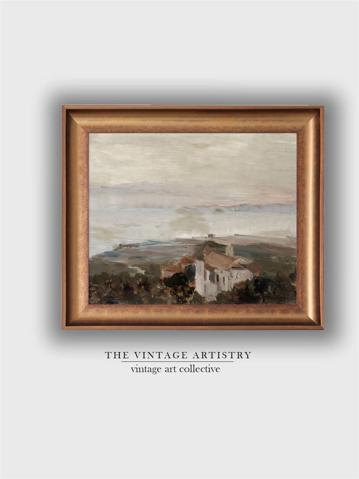 The Vintage Artistry Green & Brown Coastal Painting Printable Wall Art