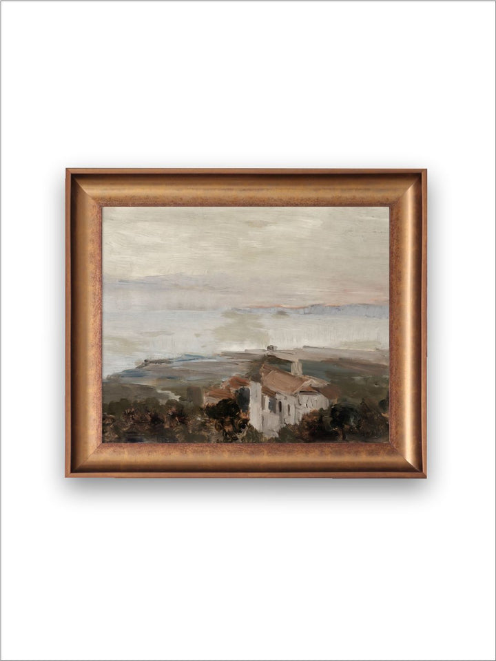 The Vintage Artistry Green & Brown Coastal Painting Printable Wall Art