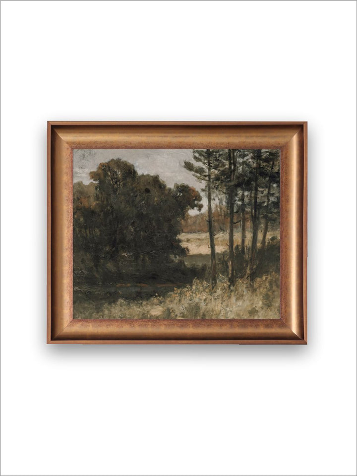 The Vintage Artistry Green & Brown Country Landscape Painting Wall Art