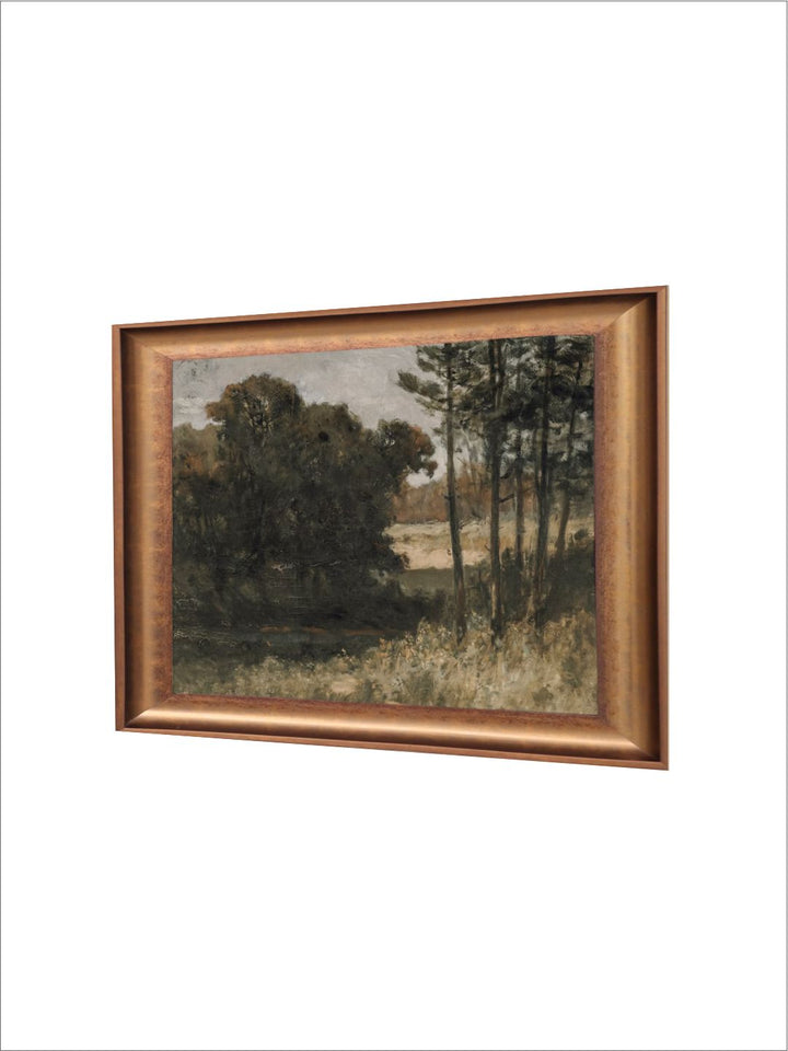 The Vintage Artistry Green & Brown Country Landscape Painting Wall Art