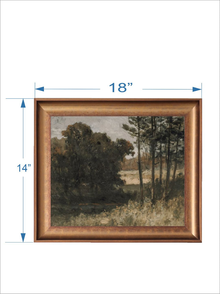 The Vintage Artistry Green & Brown Country Landscape Painting Wall Art