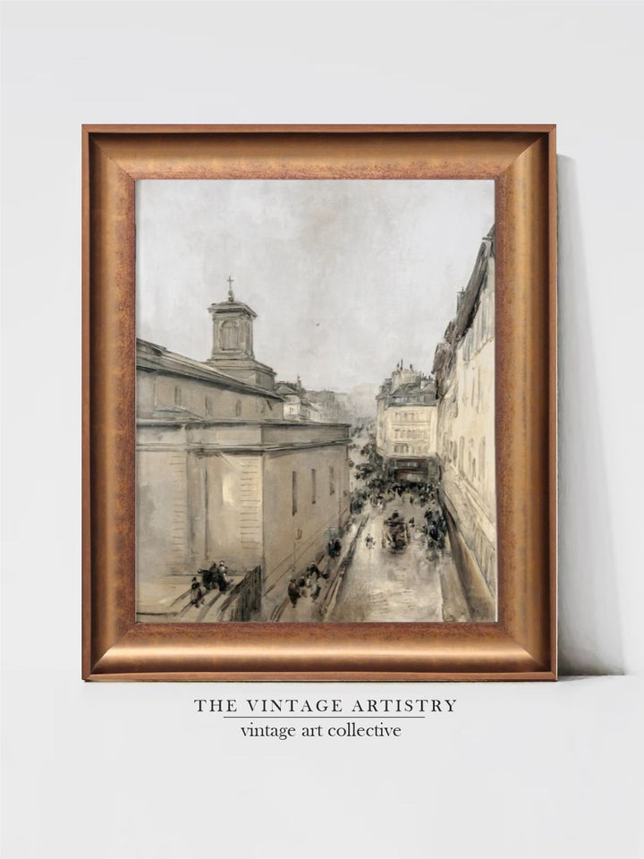 The Vintage Artistry White & Brownparis City Scape Printed Framed Wall Painting