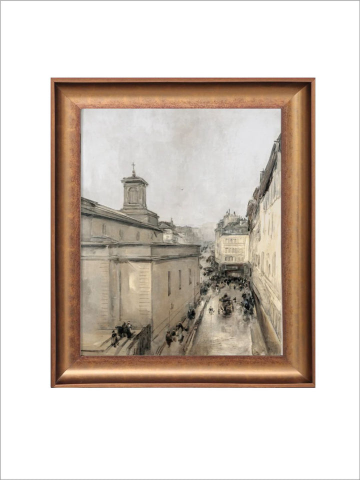 The Vintage Artistry White & Brownparis City Scape Printed Framed Wall Painting
