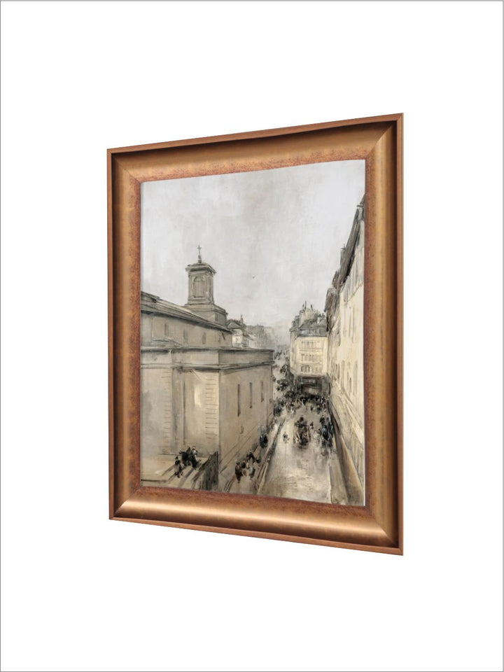 The Vintage Artistry White & Brownparis City Scape Printed Framed Wall Painting