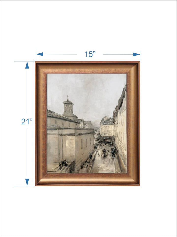 The Vintage Artistry White & Brownparis City Scape Printed Framed Wall Painting