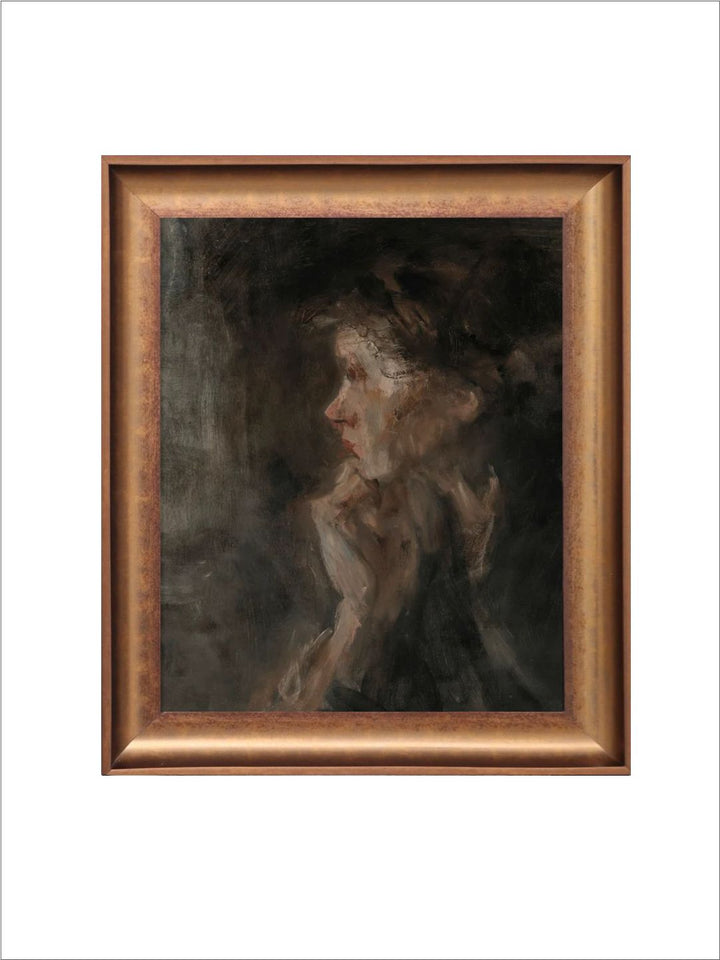 The Vintage Artistry Black & Brown Moody Side Printed Framed Wall Art
