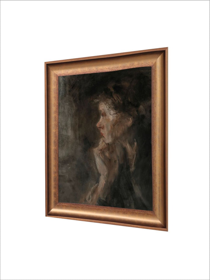 The Vintage Artistry Black & Brown Moody Side Printed Framed Wall Art