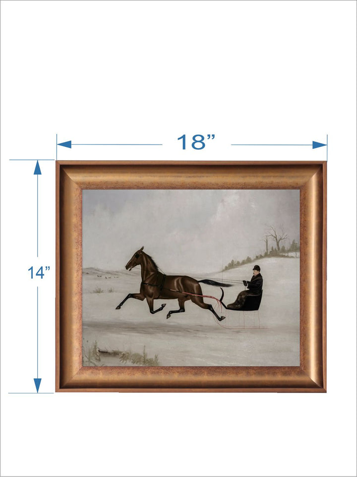 The Vintage Artistry Gold-Toned & White Antique Horse Lithograph Printed Framed Wall Art