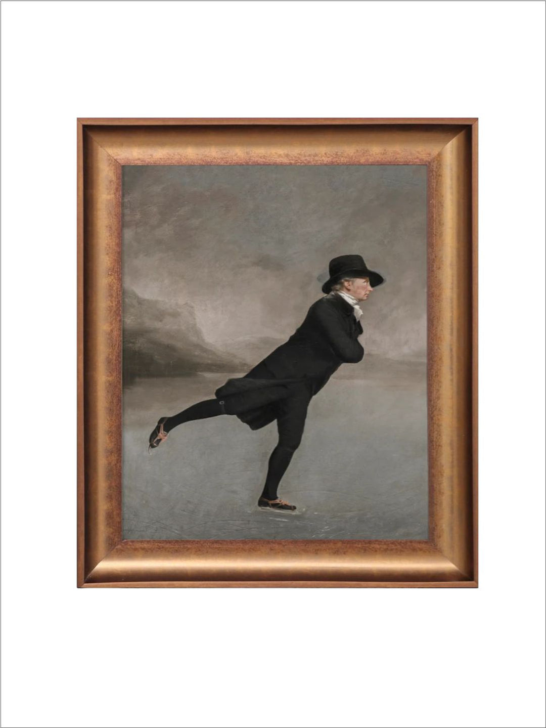 The Vintage Artistry Brown & Black Ice Skating Antique Framed Wall Painting