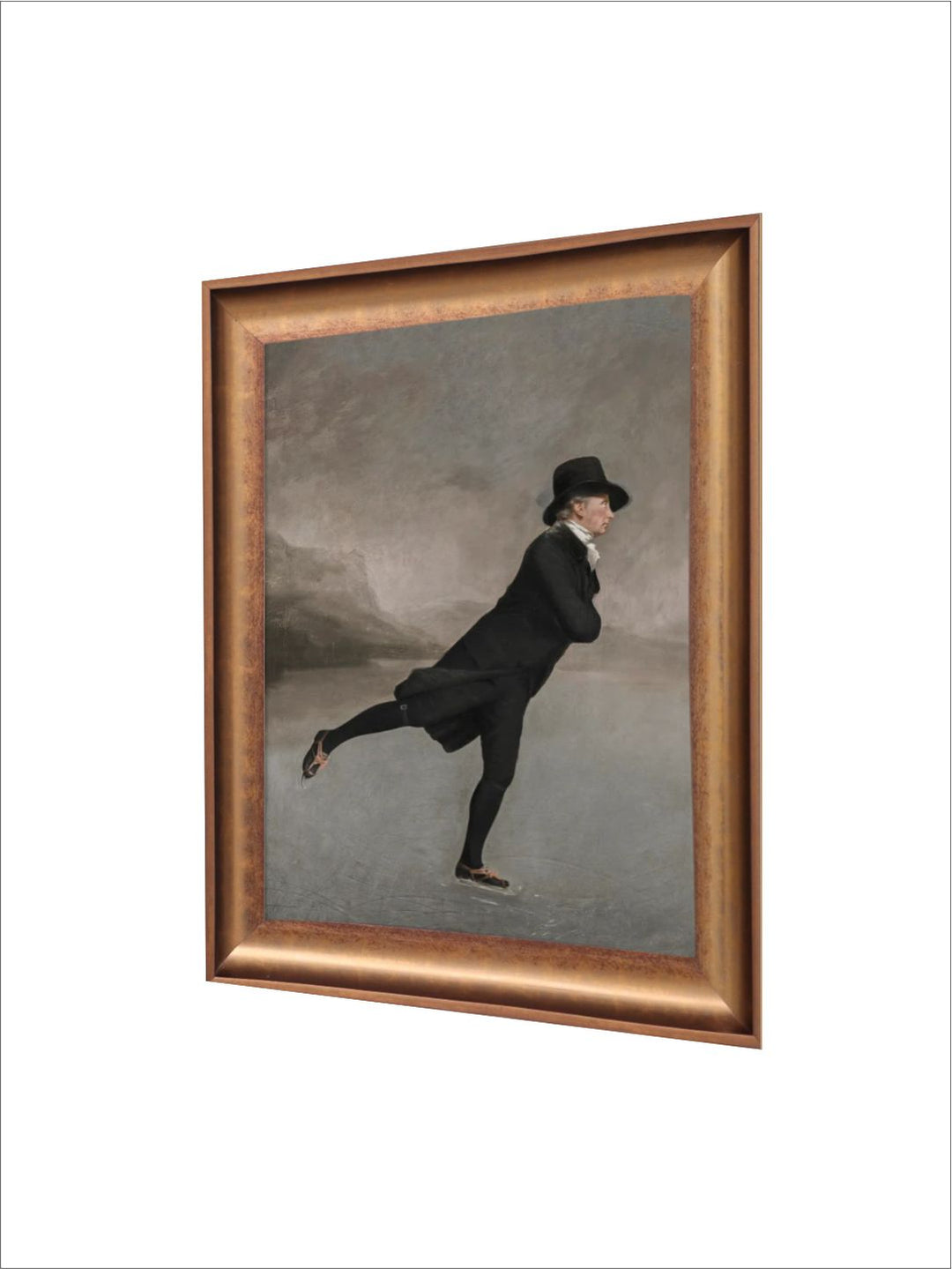 The Vintage Artistry Brown & Black Ice Skating Antique Framed Wall Painting