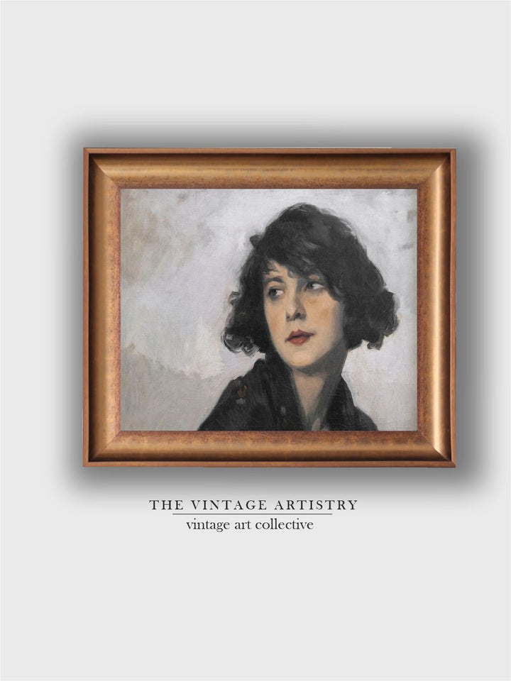 The Vintage Artistry Brown & Whitewoman Portrait Printed Framed Wall Art