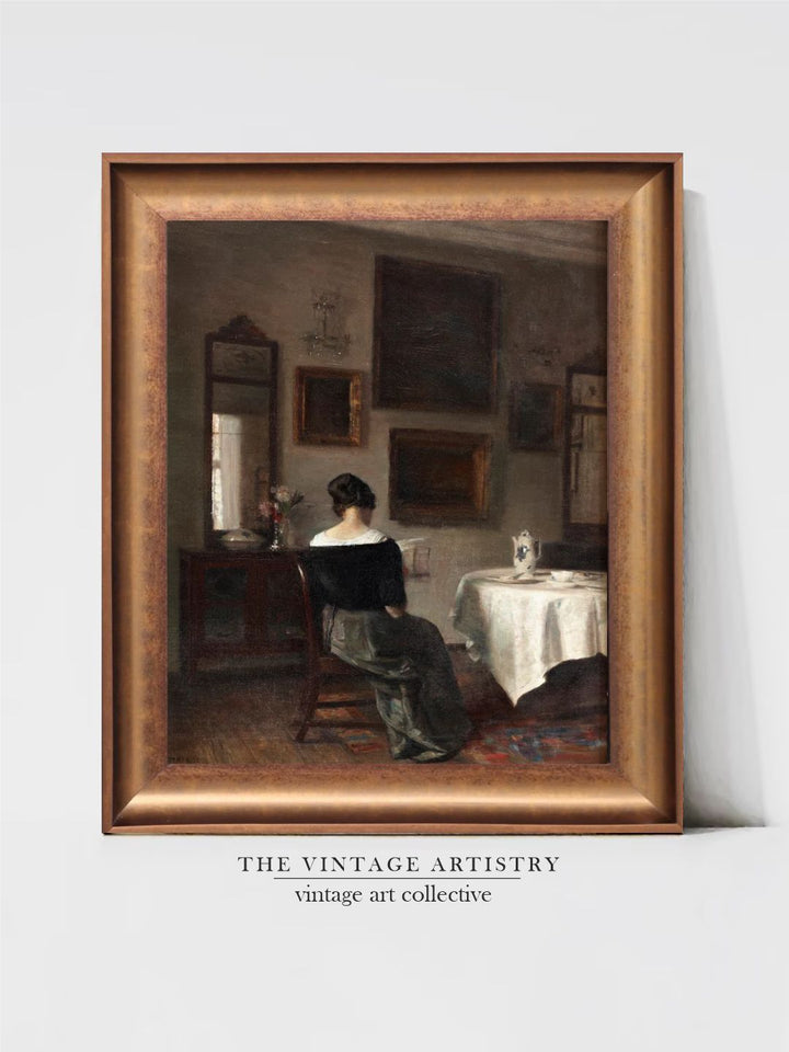 The Vintage Artistry Brown & Black Woman At The Breakfast Table Painting Wall Art
