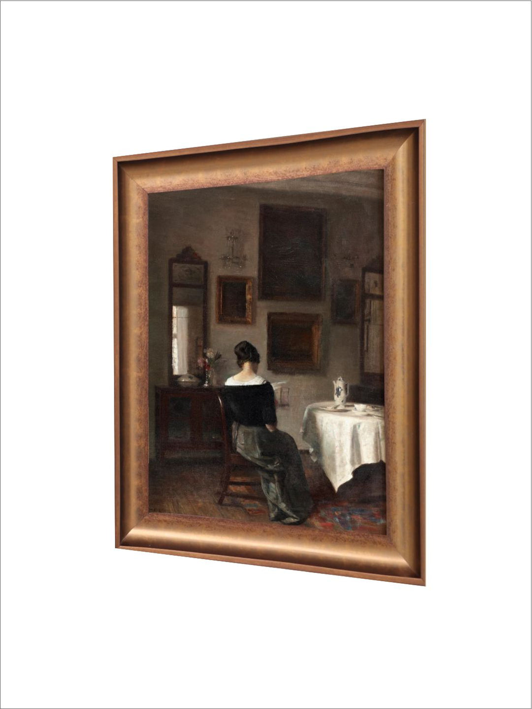 The Vintage Artistry Brown & Black Woman At The Breakfast Table Painting Wall Art