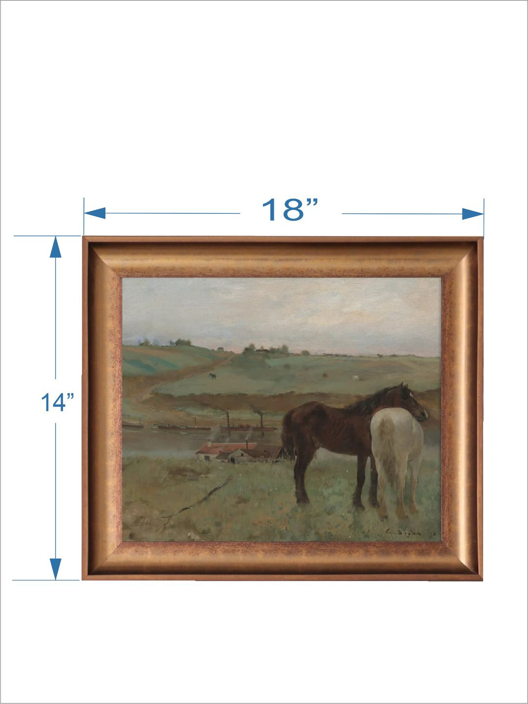 The Vintage Artistry Brown & Green Horses Wooden Framed Wall Painting
