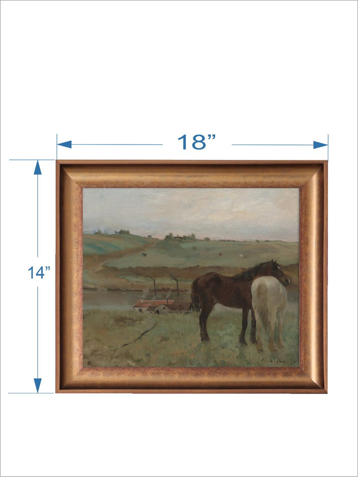 The Vintage Artistry Brown & Green Horses Wooden Framed Wall Painting