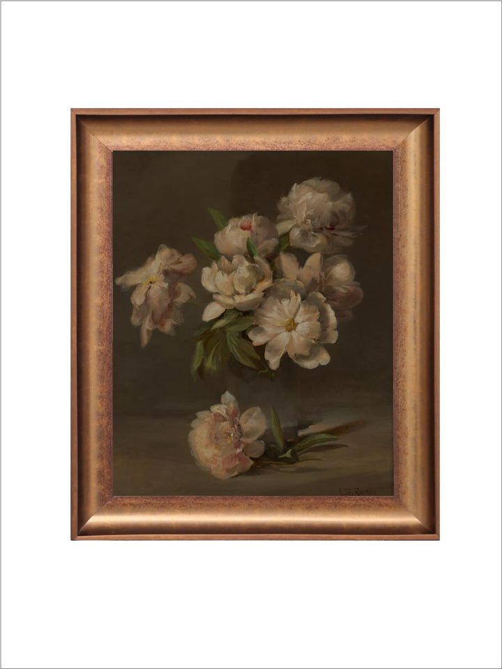 The Vintage Artistry Brown & Green Still Life With Flowers Framed Wall Painting