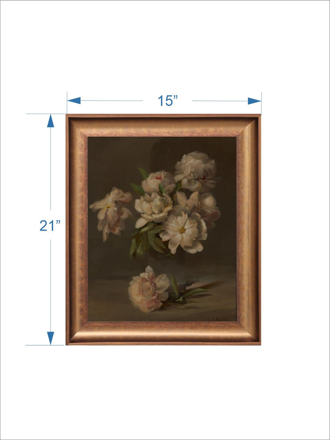 The Vintage Artistry Brown & Green Still Life With Flowers Framed Wall Painting