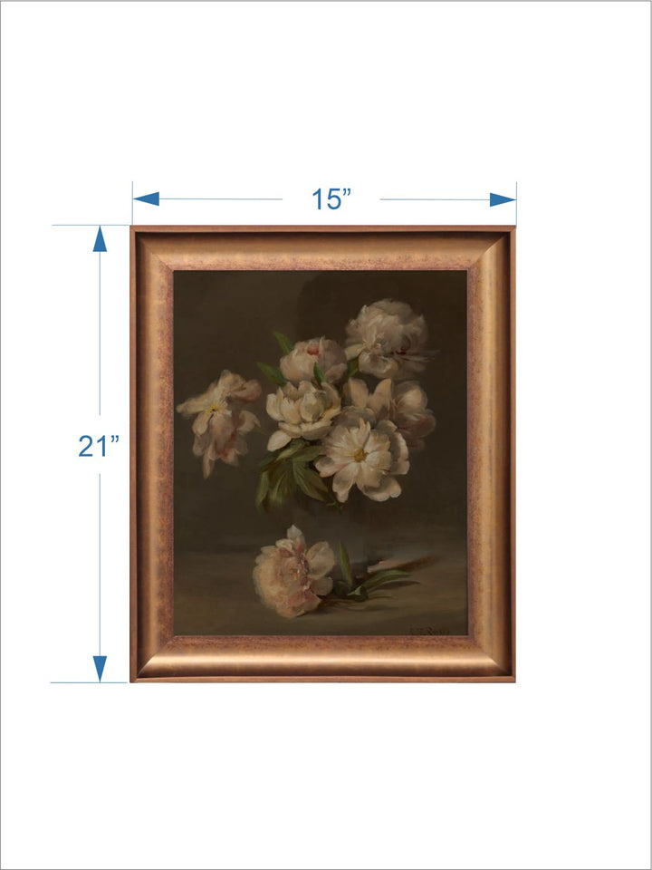 The Vintage Artistry Brown & Green Still Life With Flowers Framed Wall Painting