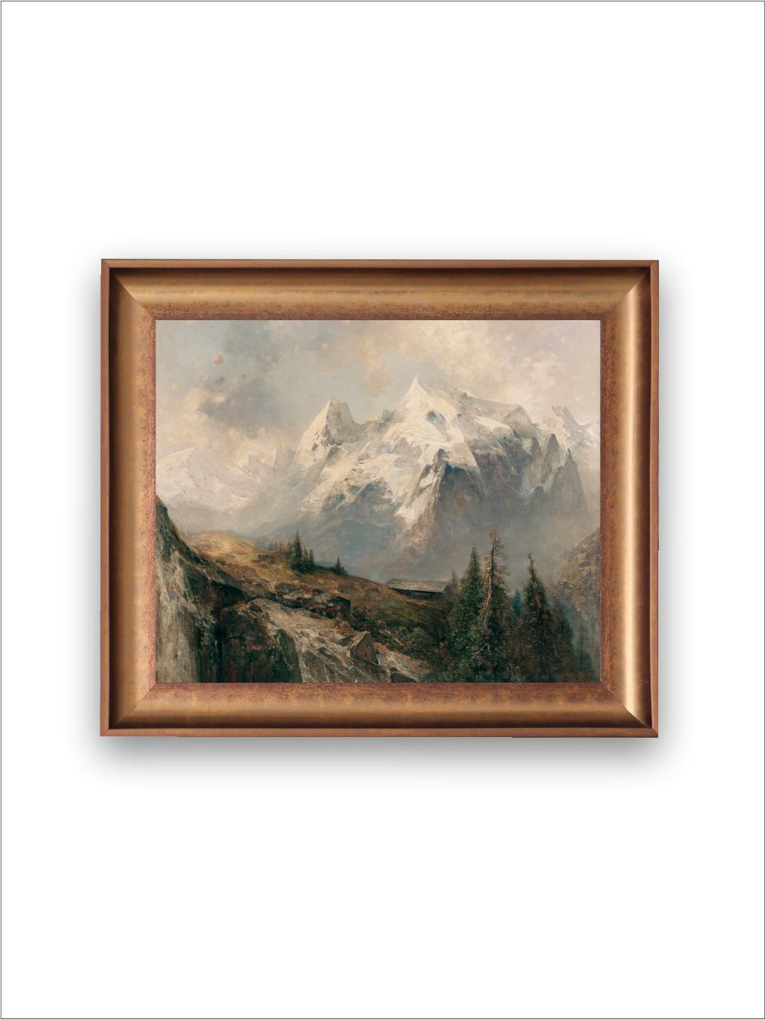 The Vintage Artistry Black & Brown Rustic Mountain Landscape & Printed Framed Wall Painting