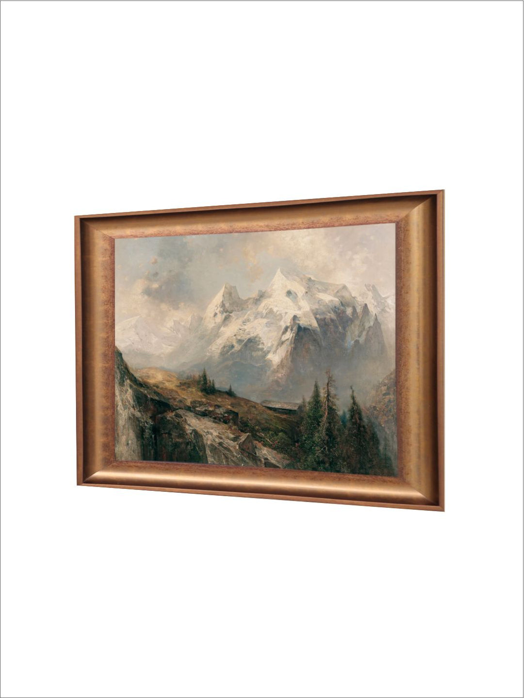 The Vintage Artistry Black & Brown Rustic Mountain Landscape & Printed Framed Wall Painting