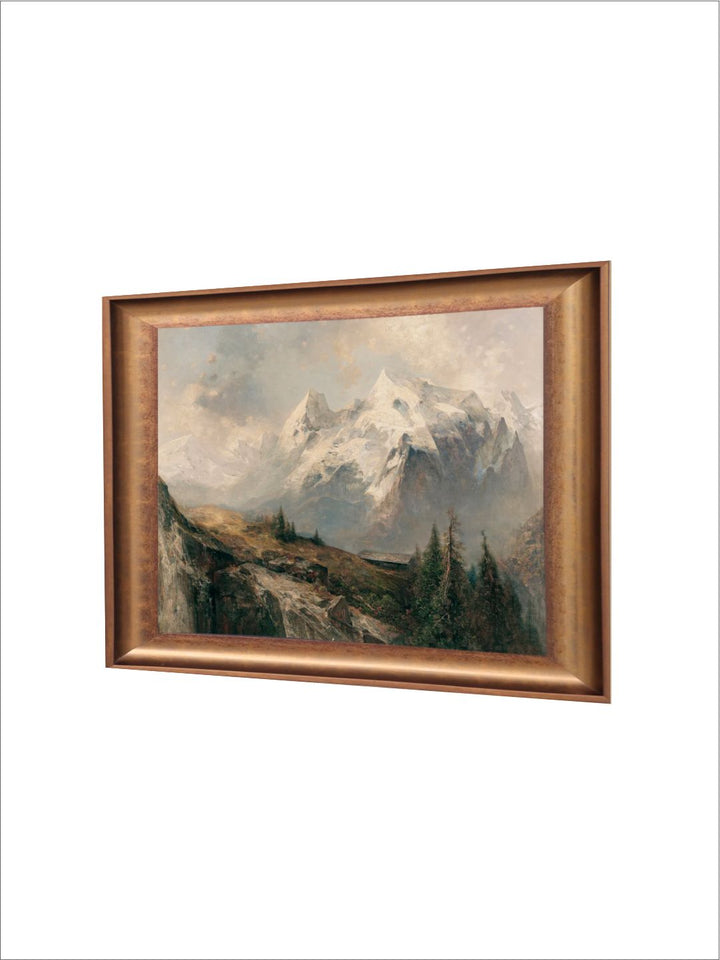 The Vintage Artistry Black & Brown Rustic Mountain Landscape & Printed Framed Wall Painting